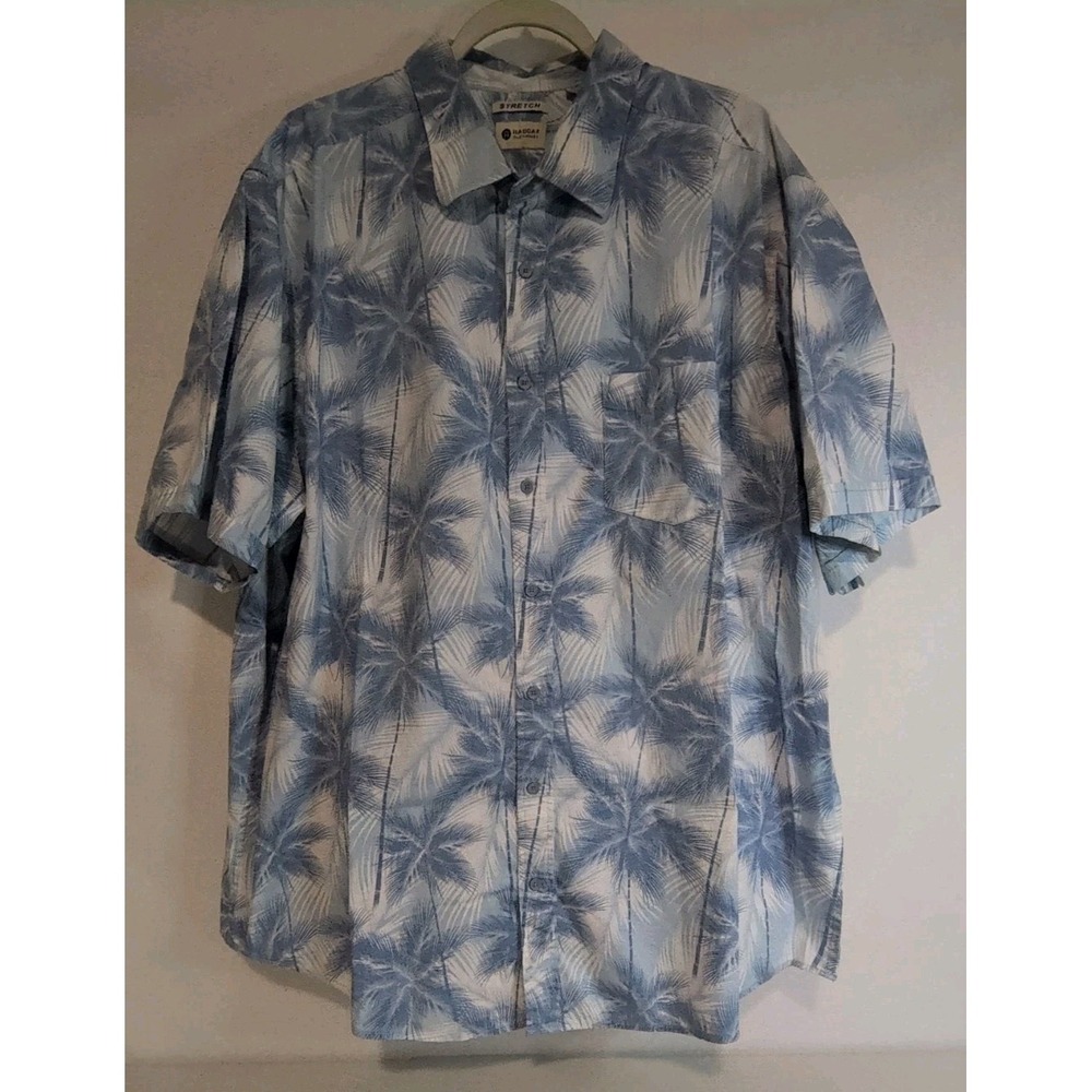 Hagger Men's Hawaiian Blue Button Down‎ Short Sleeve Shirt 2XT